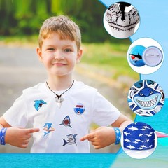 Jerify 110 Pcs Shark Party Favors Keychains Tooth Necklaces, Silicone Bracele…