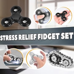 5 Pcs Fidget Toys Adults & Teen Metal Fidgets Spinner for Teens Small, Black