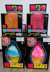 Schylling Nee Doh Nice Cream Cone Squishy Toy Pink + Blue. 2 Gum Drop