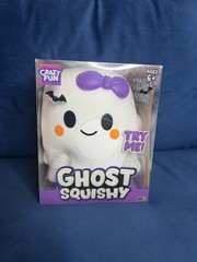 Crazy Fun Ghost Squishy GirlTactile Squeeze Toy, White/Purple Bow, Ages 6+ NIB