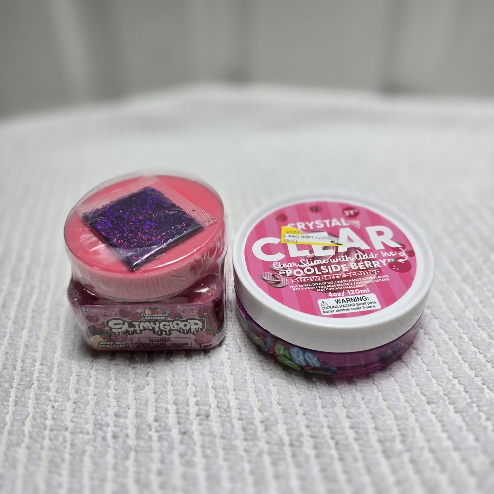 Strawberry Scented Slime 2 Pack SlimyGloop & Crystal Clear Poolside Berry