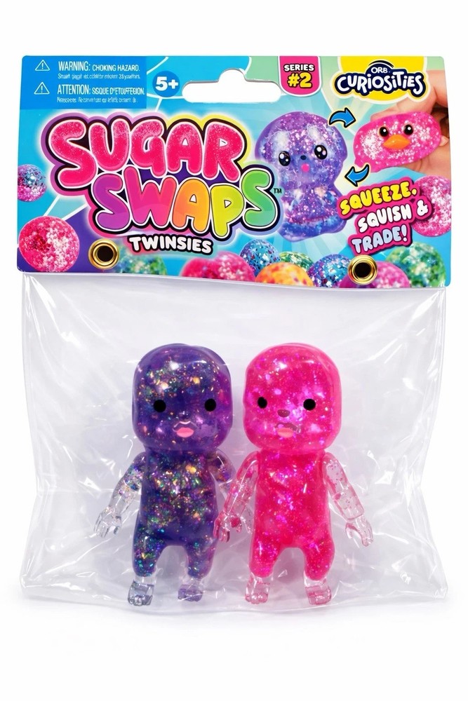 Sugar Swaps Twinsies Babies Mini Squishy Squeeze Twins Fidget Toy Purple/Pink