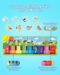 FOKI Floor Piano Mat for Toddlers, 39.3 x 14.1 inch (Portable), Light Blue