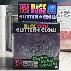 NeeDoh Nice Cube Glitter & Glow Super Solid Squish Toy Purple Ages 3+ 2023