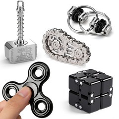 5 Pcs Fidget Toys Teen & Adult Metal Fidgets Spinner Cool Hammer Hand…