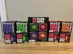 Lot 9 Schylling NeeDoh Authentic Fuzz Ball, Glow In The Dark, Teenie Fuzz Ball