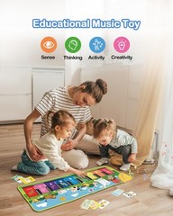 FOKI Floor Piano Mat for Toddlers, 39.3 x 14.1 inch (Portable), Light Blue