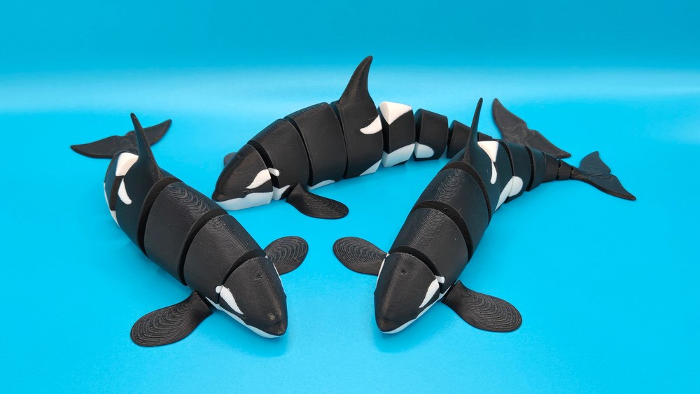 Articulated Orca Whale Flexi Toy 3D Printed Poseable Fidget Sensory Desk Gift