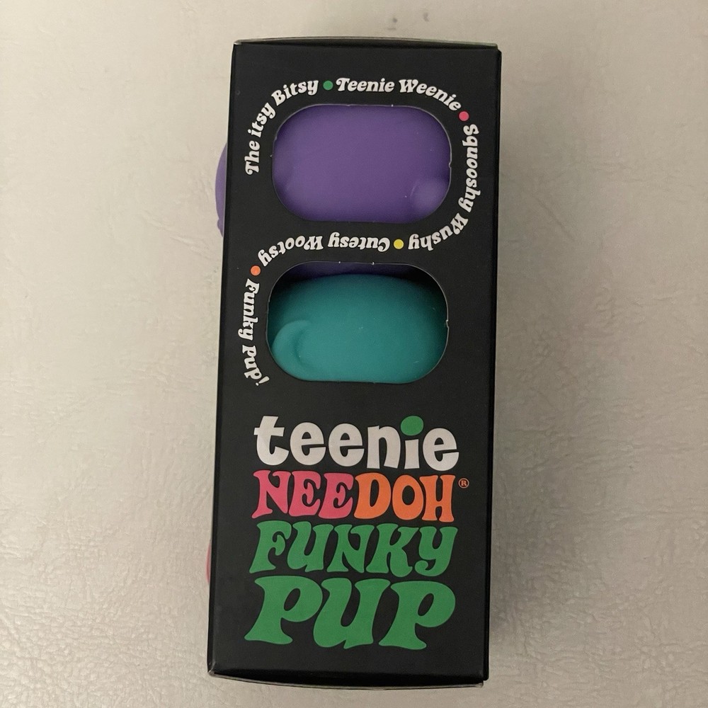 NEW Authentic NeeDoh Teenie Funky Pup 3 Pack Squishy Purple Pink Teal