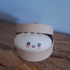 Medium Dumpling Squishy Squeezable Stress Reliever Sensory Toy in Round Case