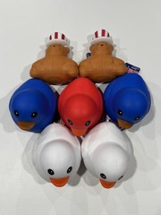 Sunny Days Squeezable Squishy Red White Blue Duck & Patriotic Bear Lot of 7