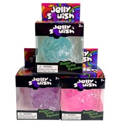 Jelly Squish Stress Ball Set 3 Pink Blue Purple Squishy Jelly Fish Shape New Box