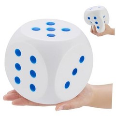 Large 5 Inch Foam Dice, Jumbo 6 Sided Giant Dice for Casino Party & White
