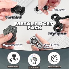 5 Pcs Fidget Toys Adults & Teen Metal Fidgets Spinner for Teens Small, Black