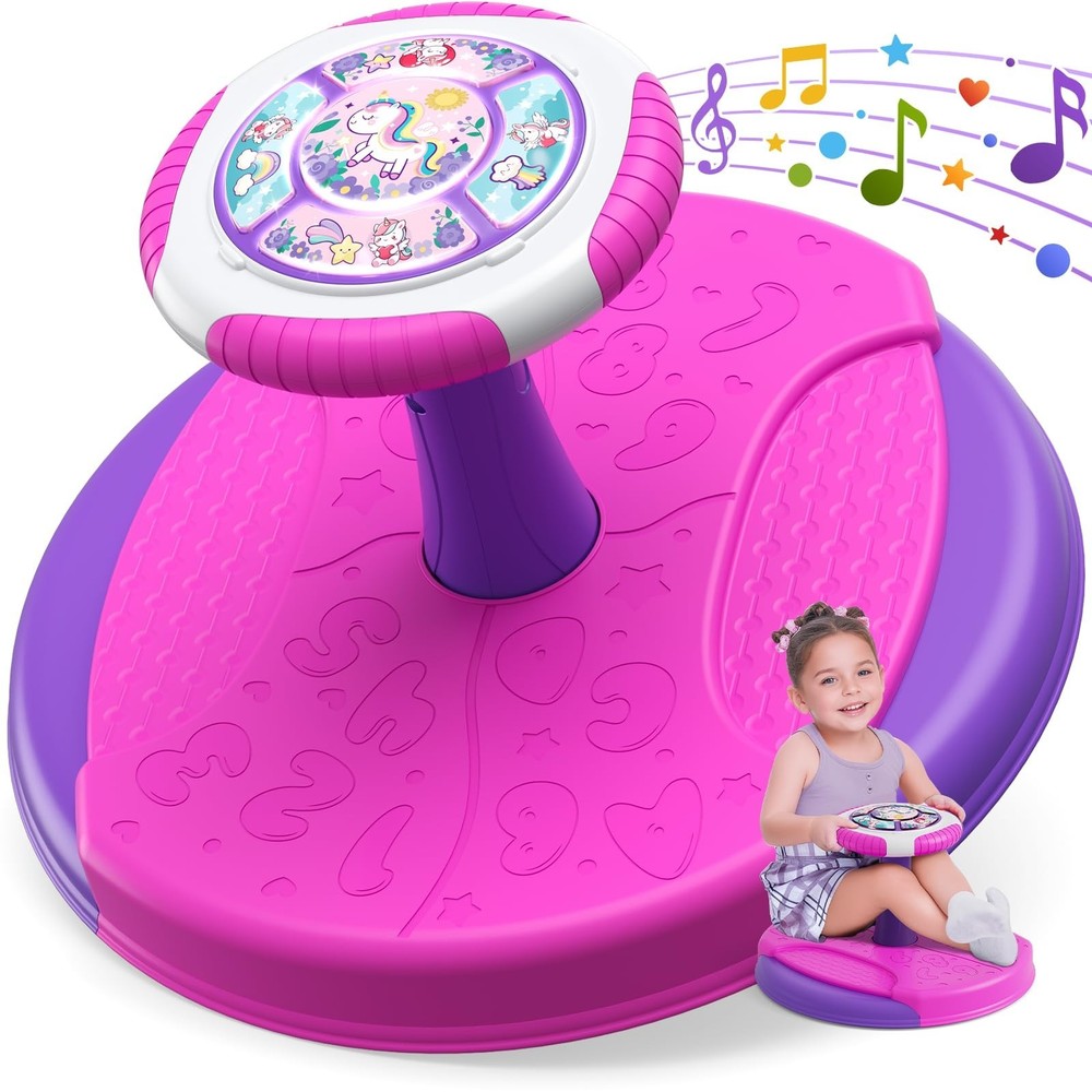 Unicorn Sit and Spin Toys for Toddlers Girls, 360° Toddler Spinning Seat wi