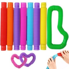 Vanblue Large 8 Pcs Pop Tubes Sensory Fidget Summer Large, Multicolor