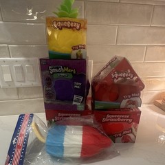 Squeezy SmashMart Squish Squeeze Toy Lot Grapes Strawberry Pineapple Popsicle