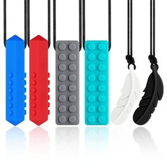 Chewy Necklaces for Sensory Kids, Silicone Chewable Toys, 6 Packs Oral Motor Aid