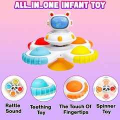 3 Pack Baby Bath Spinner Space Fidget Toys Suction Cup Fun Play Set
