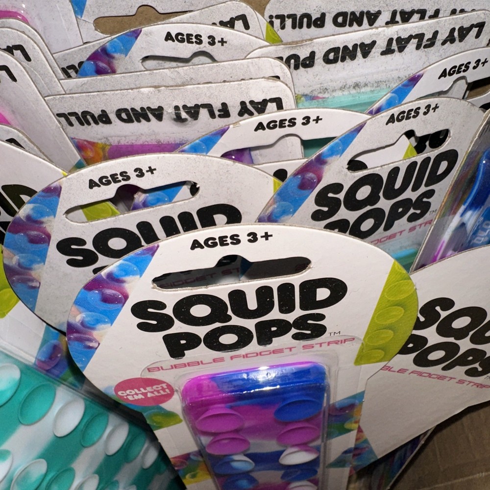 NEW Squid Pops Fidget Stress Straps 48 Packs Purple/Blue/Pink/Yellow Swirl