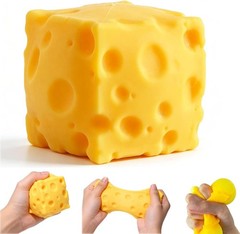 Cheese Squeeze, Soft Squishy Cheese Block Squeeze Fidget Toy for Stress Relief