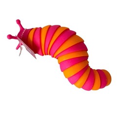 VIRAL Fidget Sensory Toy NEON PINK/ORANGE Sensory Slug 7” Plastic Wiggling Slug
