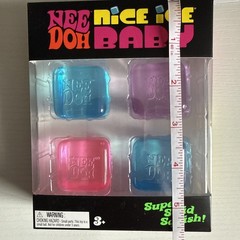 AUTH!! Schylling NeeDoh Nice Ice Baby 4 pack, Mini Nice Cube 1Pink 2Blue 1Purple