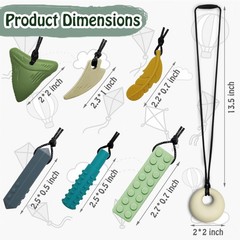 Chew Necklaces for Sensory Kids & Adults – 7 PCS Silicone Chewy Necklace Sensory