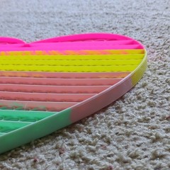 Jumbo 15″ X 13″ X .5″ Heart Rainbow Stripes Pop It Silicone Sensory Fidget Toy