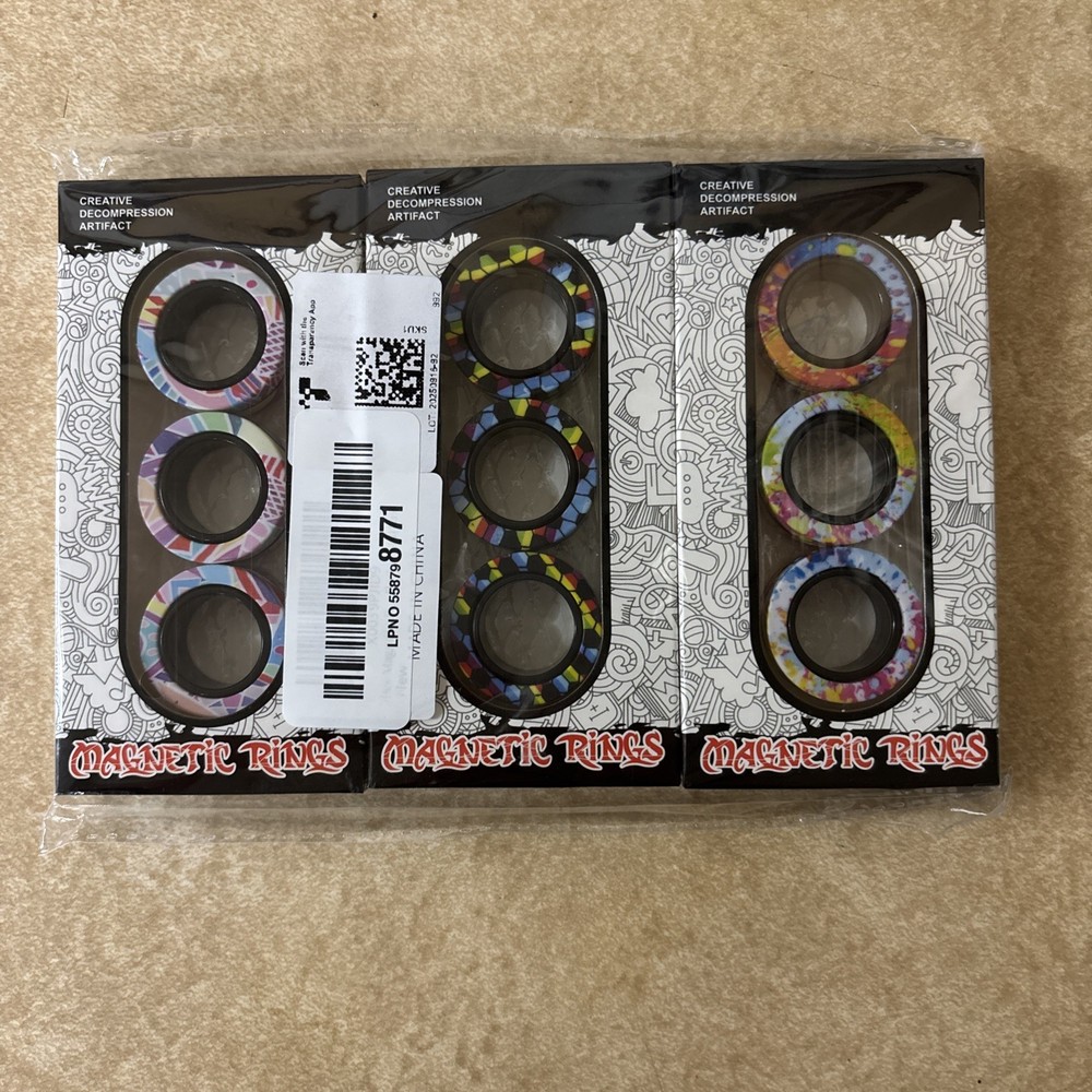 9Pcs Magnetic Rings Fidget Toy Set, ADHD Anxiety Magnetic Fidget Toys Adults …