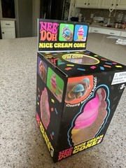 NeeDoh Nice Cream Cone Creamy Smooth Squish Squeeze Toy, Pink/Yellow,