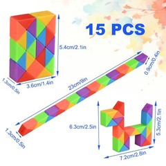 24 Pack Mini Fidget Snake Cube Rainbow Magic Twist Puzzle Party Toy Gift