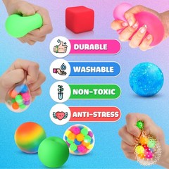 12-Pack Stress Balls Fidget Sensory Toys for Kids 3-12 – Hand Therapy & Anxiety
