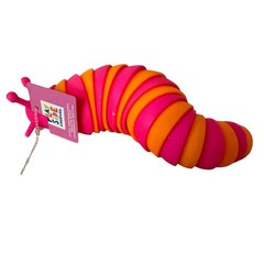 VIRAL Fidget Sensory Toy NEON PINK/ORANGE Sensory Slug 7” Plastic Wiggling Slug