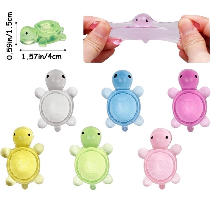 Therapy Shoppe Tiny Squishy Squeeze Turtles 6 Piece 1” Fidget Stress MADE IN USA