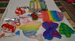 Sensory Fidget Toy Lot: Rainbow Pop-It, Pop Pop Poppers, Stitch