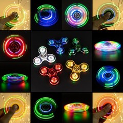 FIGROL 5 Pack Fidget Spinner, Light Up Small, Blue&white&green&yellow&red