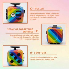 Fidget Cube for Adults, 4-Pack Small (25.4 mm), Various Colors