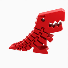 GIANT Flexi Rexi – Red 6″ Tall (245% Larger) 3D Printed Dinosaur – New!
