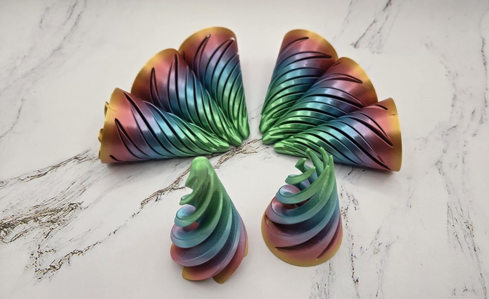 Rainbow Vortex Spiral Fidget Toy 3D Printed Mesmerizing Sensory Cone Gift