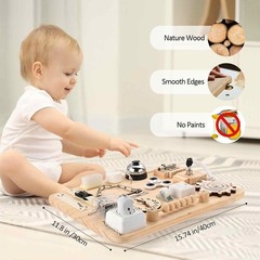 Potatomato Montessori Large Busy Board for 1 2 3 4 Year Old- Wooden Sensory…
