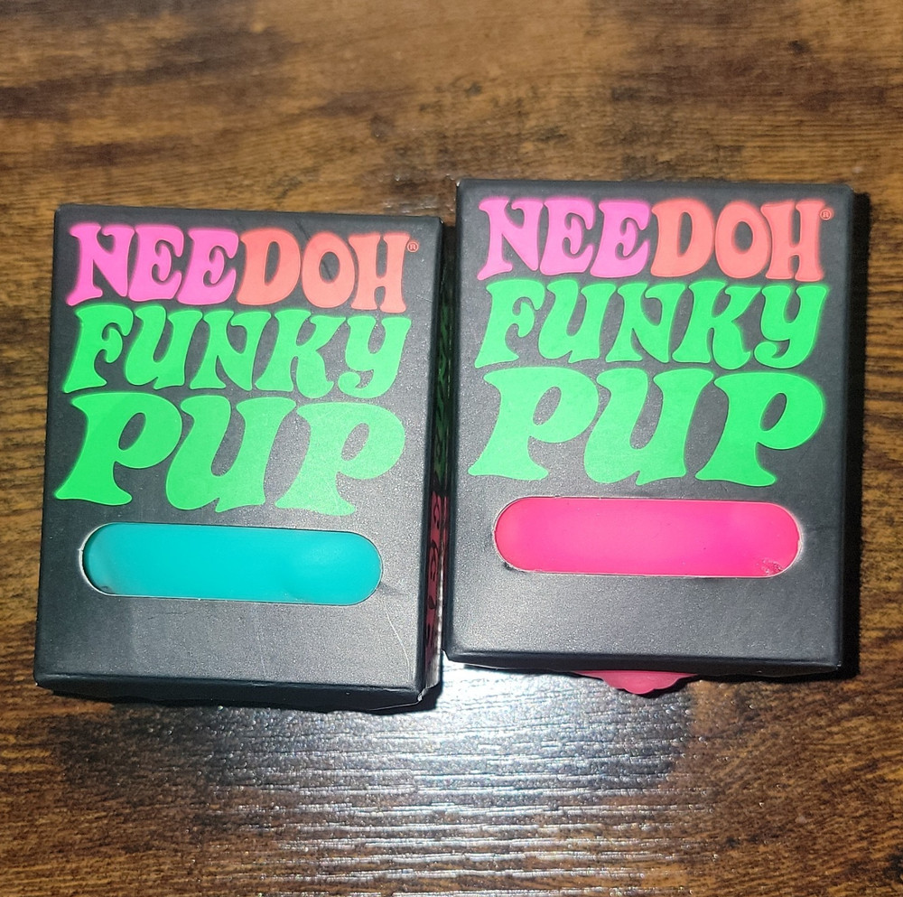 Schylling NeeDoh Funky Pup Squeeze Toys 2-Pack Teal & Pink Ages 3+ Get Both.