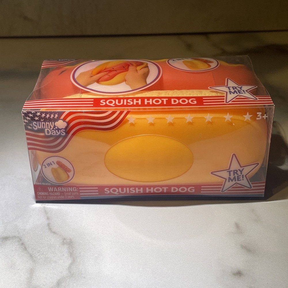 Toymendous Sunny Days Jumbo Hot Dog Squish Sensory Viral Squishy Toy TikTok