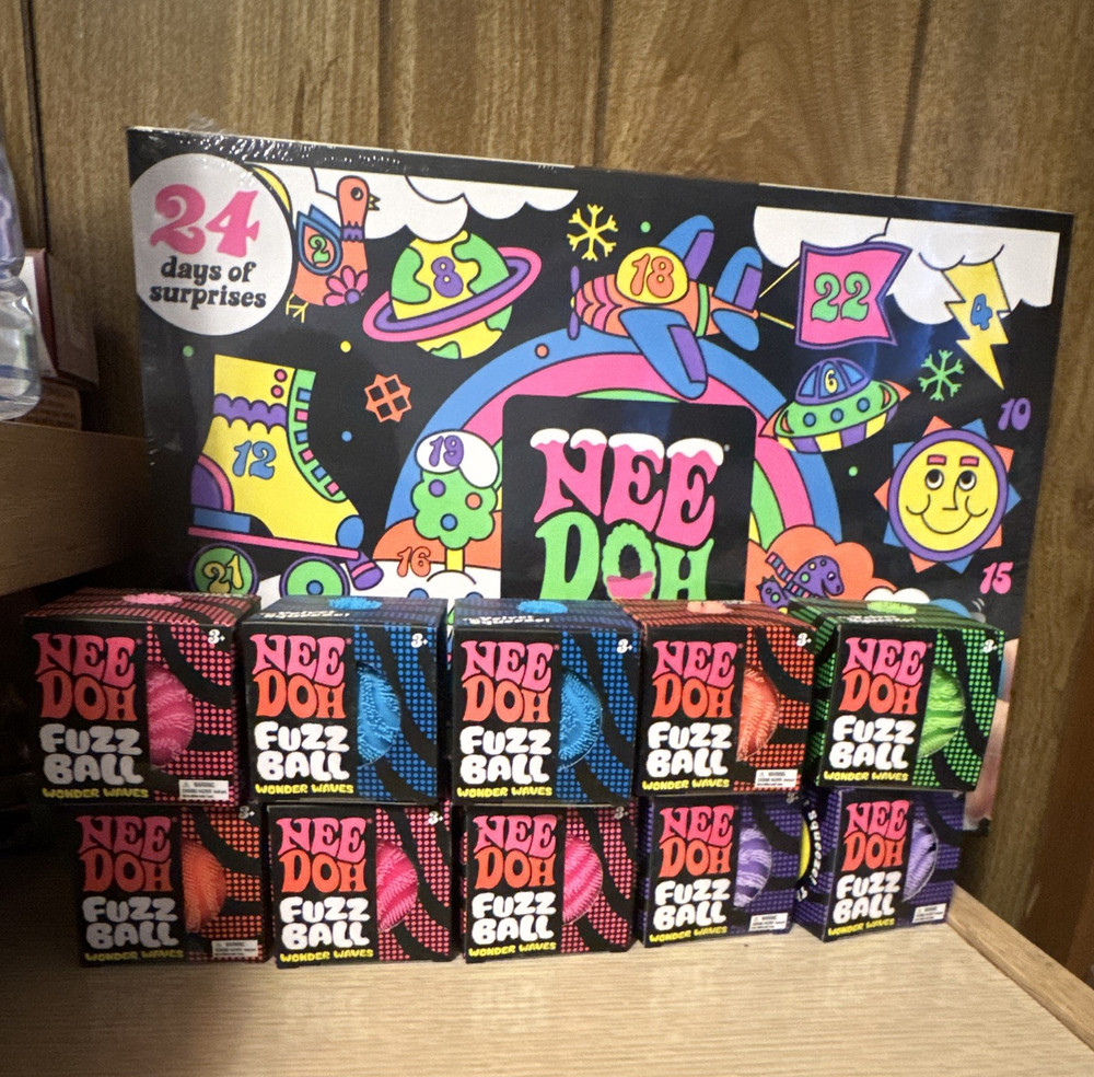 10 Nee Doh Fuzz Ball, 24 day Surprises Advent Calendar + 4oz Butter Squish Free