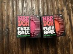 LOT OF 2: Nee Doh Needoh FUZZ BALL Velvet Squeeze Fuzzball NEW Orange & Pink