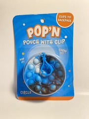 POP’N Pop It round coin Pouch With Clip Fidget Toy Kids Accessory blue/white