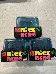 3x NeeDoh Schylling Nice Berg Blue XL Giant Nee Doh Niceberg Solid Squish