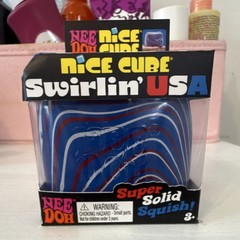 NeeDoh Nice Cube Swirlin’ USA Super Solid Squish Squeeze Toy, (damaged box)