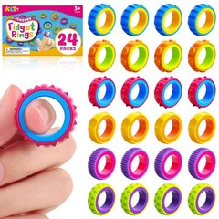 Fidget Toys Kids Sensory Rings: 24 Pack Texture Finger 170.46 mm, Multicolor