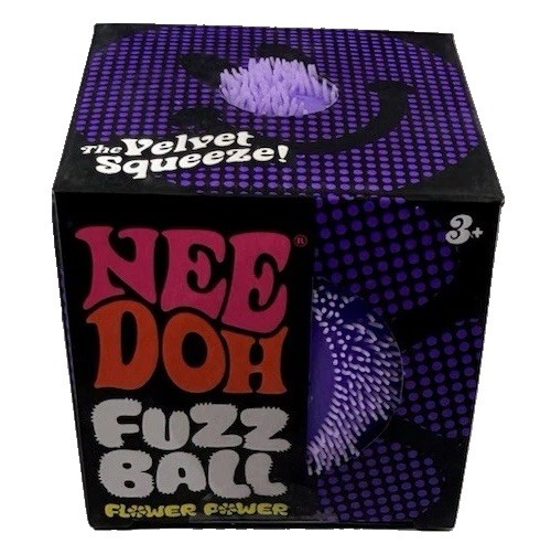 NeeDoh Fuzz Ball Flower Power Velvet Squeeze Fidget Squeeze Toy, Purple, 3+